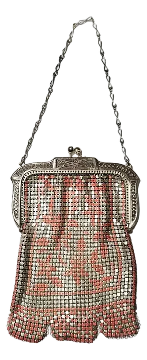 Whiting & Davis Mesh Purse Silver Detailed Filigree Frame - Art Deco Flapper Era