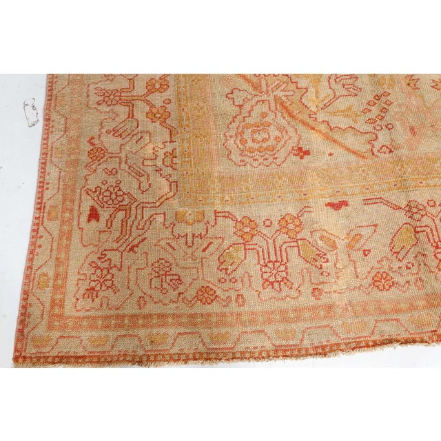 Textile Antique Turkish Oushak Rug For Sale - Image 7 of 8