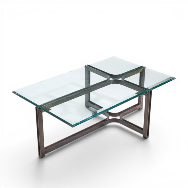 Tom Lopinski for Dunbar Mid Century Bronze, Rosewood and Glass Coffee Table For Sale - Image 9 of 10