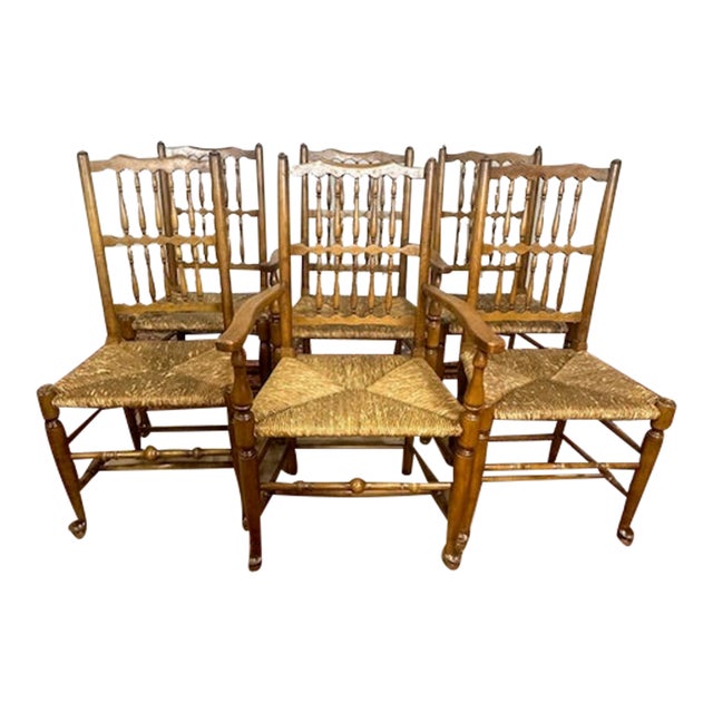 1960s Set of 6 Stickley Style Fayetteville Ny Solid Wood Spindle-Back Chairs For Sale