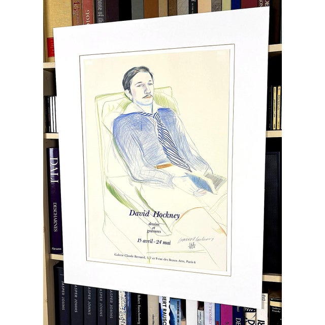 1970s Signed David Hockney Jacques De Bascher Original 1975 Limited Edition Paris Exhibition Poster For Sale - Image 5 of 7