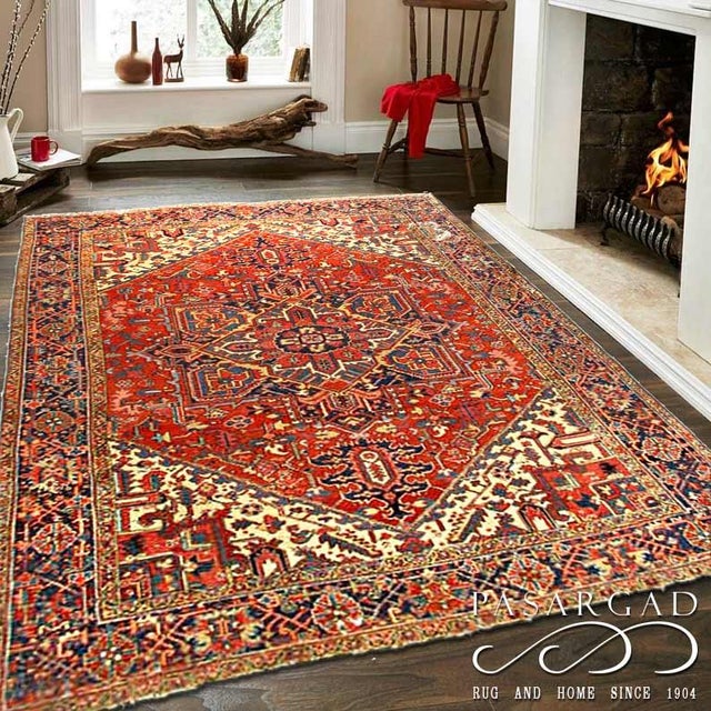Pasargad DC Persian Antique Serapi Rug For Sale - Image 4 of 4