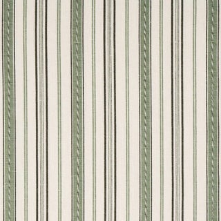 Sample - Schumacher Lightfoot Stripe Fabric in Moss For Sale