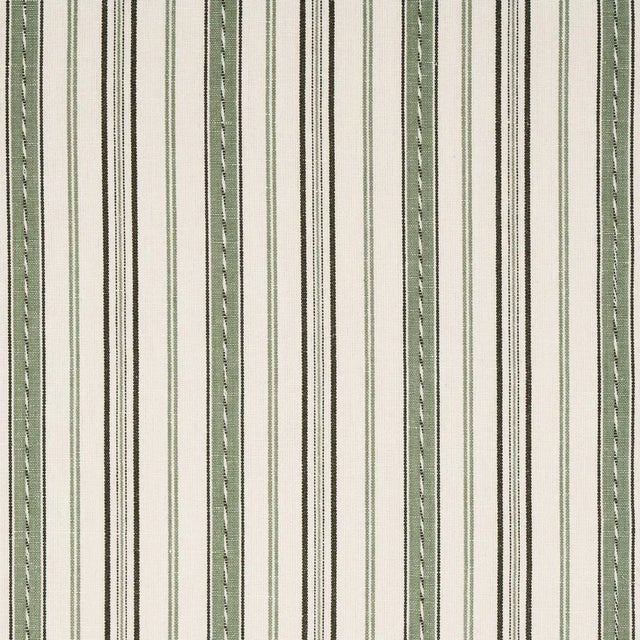 Sample - Schumacher Lightfoot Stripe Fabric in Moss For Sale