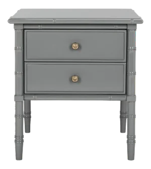 Modern Coastal 2 Drawer 25" H Bamboo Nightstand in Grey