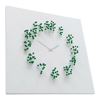 "Mocap" (White-Green) Illusionistic Wall Clock / Wall-Sculpture For Sale