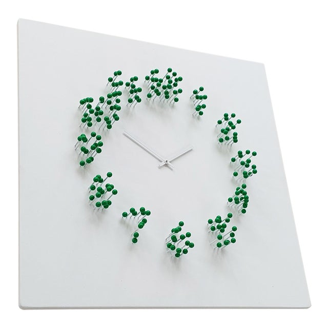 "Mocap" (White-Green) Illusionistic Wall Clock / Wall-Sculpture For Sale