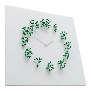 "Mocap" (White-Green) Illusionistic Wall Clock / Wall-Sculpture