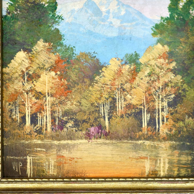 Textile Mid-Century Miniature Rocky Mountain Landscape Oil Painting – Signed Wilson / VVP – Turner Art Gallery Provenance For Sale - Image 7 of 12