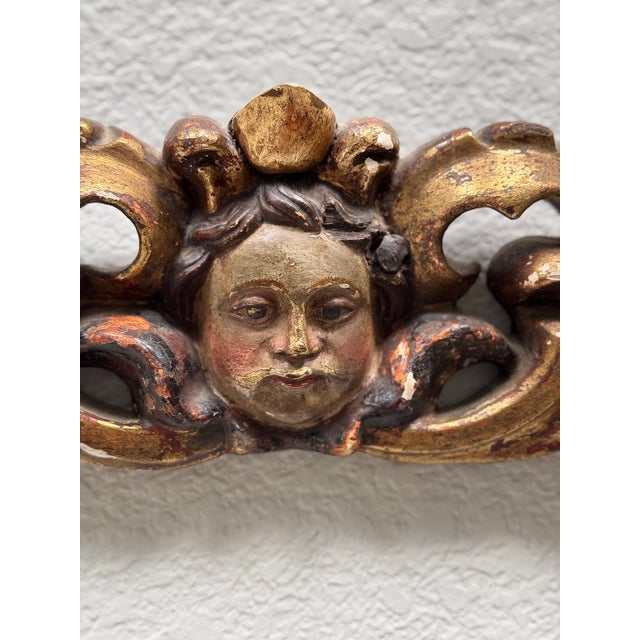 Baroque Antique Italian Giltwood Cherub Architectural Fragment – Baroque Wall Ornament For Sale - Image 3 of 6