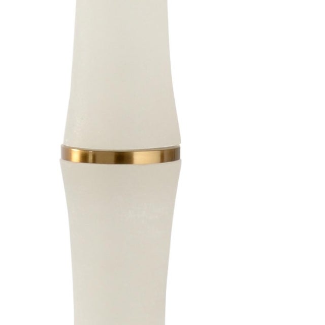 Natural white alabaster with antique brass finish on mounting 37h x 5.5w x 5.5d Shade Dimensions: top(11 x 11) bottom(11 x...