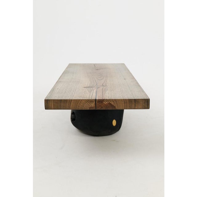 Gold Wooden Brutalist Table by Logniture For Sale - Image 8 of 18