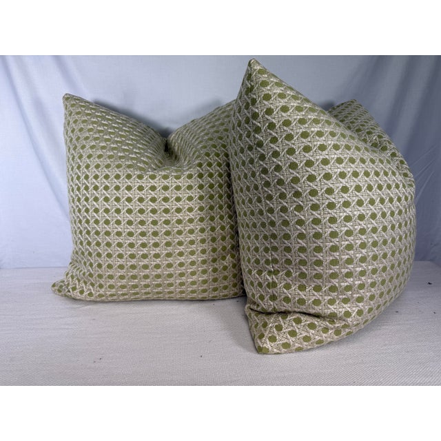 Brunschwig & Fils Brunschwig & Fils "Monterey Woven Texture" in Citron Green 22" Pillows-a Pair For Sale - Image 4 of 4