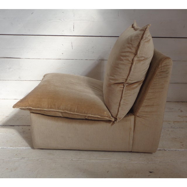 Sectional Sofa in Shaved Velvet with Down Padding and Walnut Feet, 1960s, Set of 6 For Sale - Image 12 of 18