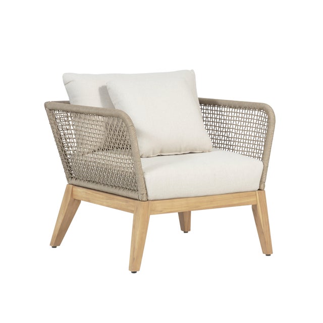 Cypress Teak Wood Sofa Set With Beige Color Rope Design For Sale - Image 9 of 12