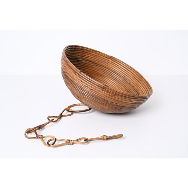 Wood Mid-Century French Riviera Hanging Lamp in Bamboo and Rattan, 1960s For Sale - Image 7 of 18