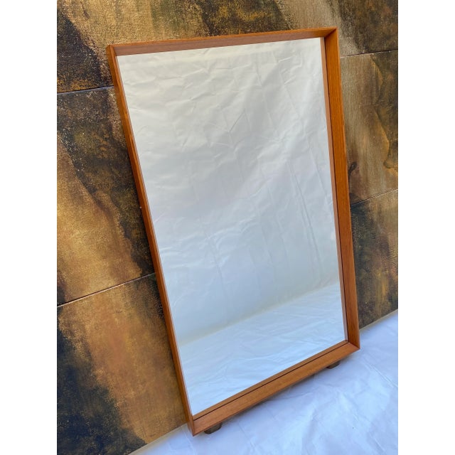 Pedersen & Hansen Mid 20th Century Pedersen & Hansen Large Teak Wall Mirror For Sale - Image 4 of 12