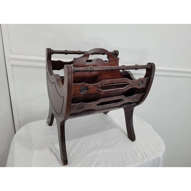 Vintage Canterbury Cherry Wood Magazine Rack For Sale - Image 6 of 11