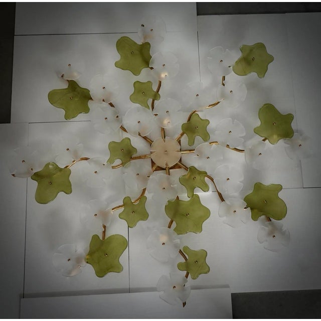 Mid-Century Murano Art Glass and Brass Chandelier, 1980s For Sale - Image 6 of 10