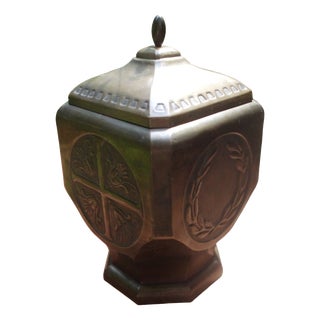 Antique Lidded Box in Brass Sheet with Embossing, 1890s For Sale