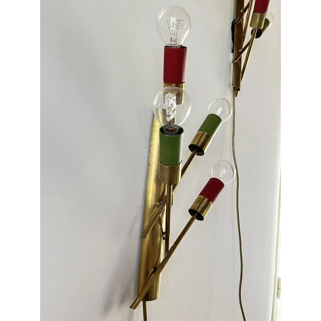 Mid-Century Modern Italian Wall Lamps in Brass, 1950s, Set of 2 For Sale - Image 3 of 10