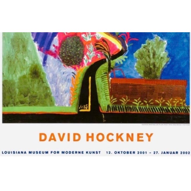 Original oversized Hockney Lithograph Exhibition Poster of Nichols Canyon, in California Louisiana Museum of Art,...