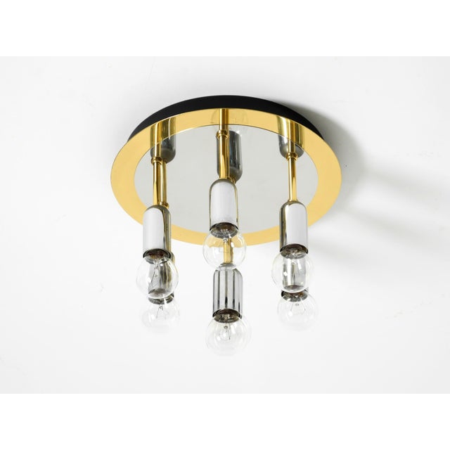 Postmodern Ceiling Lamp in Brass and Chrome from H. Schmidt Leuchtenfabrik, 1980s For Sale - Image 14 of 14