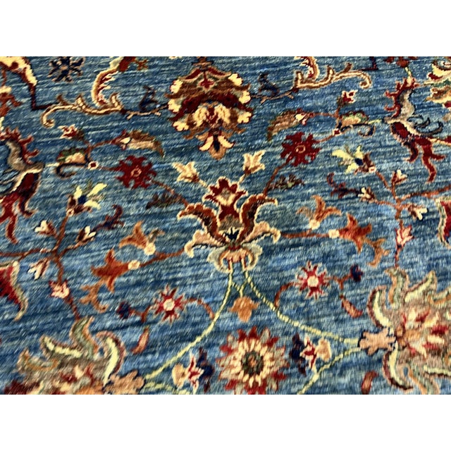 Textile Blue Sultani Chobi Hand-Knotted Natural Dye Wool Rug - 4'11" X 6'10" For Sale - Image 7 of 11