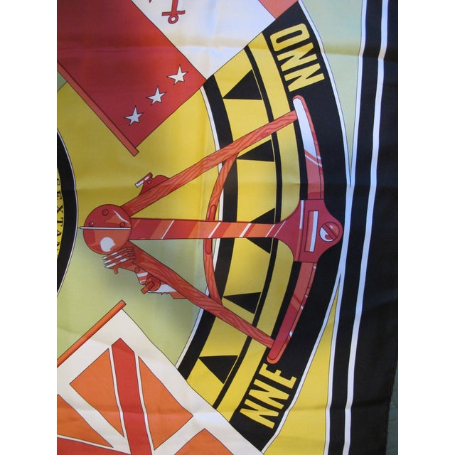Hermes France Carre 90 Sextants Compass Pattern Black & Multi-Color Silk Scarf For Sale - Image 12 of 16