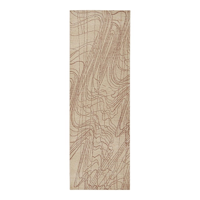 Rug & Kilim’s Oversized Contemporary Sketch Rug in Beige and Brown, 14x20 For Sale