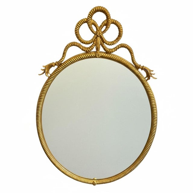 Hollywood Regency Vintage Carver's Guild Rope Bow Mirror For Sale - Image 3 of 9
