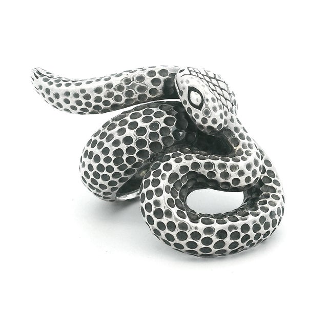 1970s Sculptural Sterling Silver Serpent Ring, Size 7.25 For Sale - Image 10 of 11
