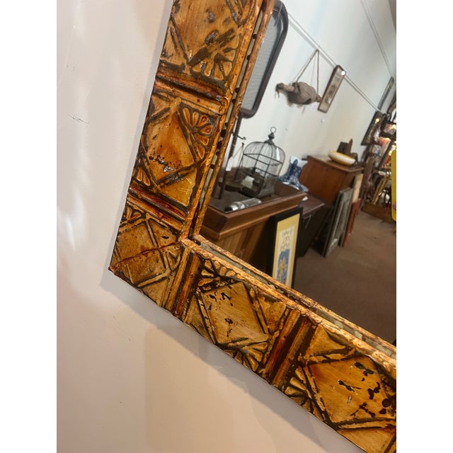 Ogt Recycled Tin Ceiling Tile Mirror For Sale - Image 6 of 8