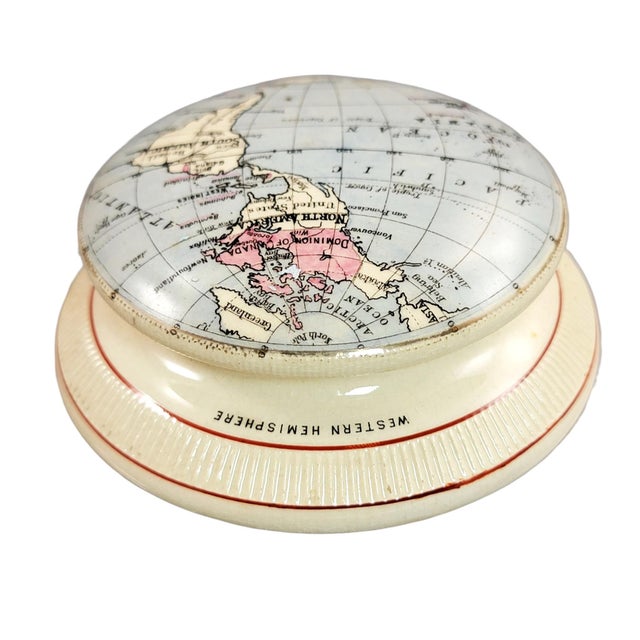 Victorian Porcelain Cartographic Paperweight with Western Hemisphere from James Macintyre & Co. For Sale - Image 3 of 8