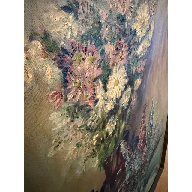 Traditional Vintage 1938 Floral Still Life Oil Painting, Signed Ashley, in Gilt Wood Frame For Sale - Image 3 of 16