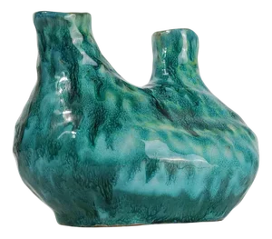 Vintage Handcrafted Majolica Multiple Openings Vase in Hurt Shape, 1981