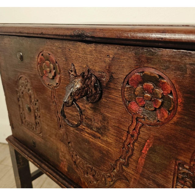 Southeast Asian Teak Merchant's Trunk, 19th Century or Earlier For Sale - Image 11 of 12