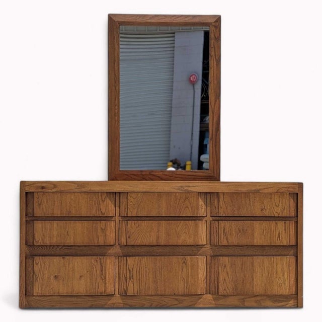 Brown Mid-Century Huntley by Thomasville Walnut Dresser With Mirror, 1960s For Sale - Image 8 of 18