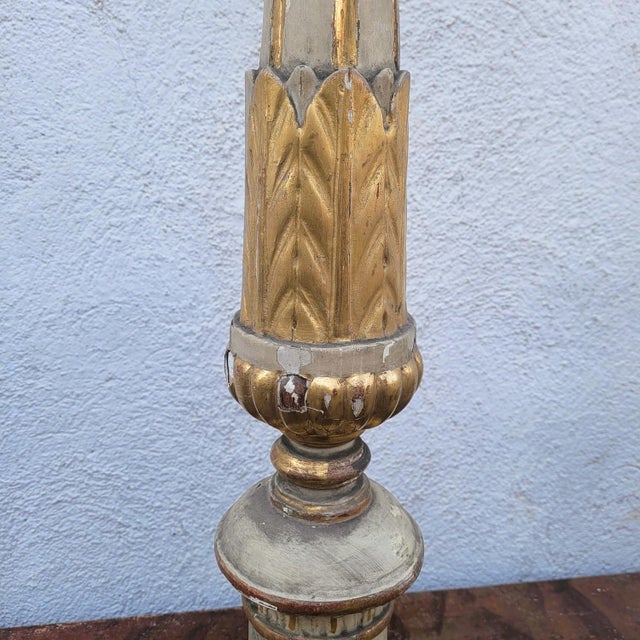 Lacquered and Gilded Wooden Candleholders, Early 19th Century, Set of 6 For Sale - Image 9 of 18