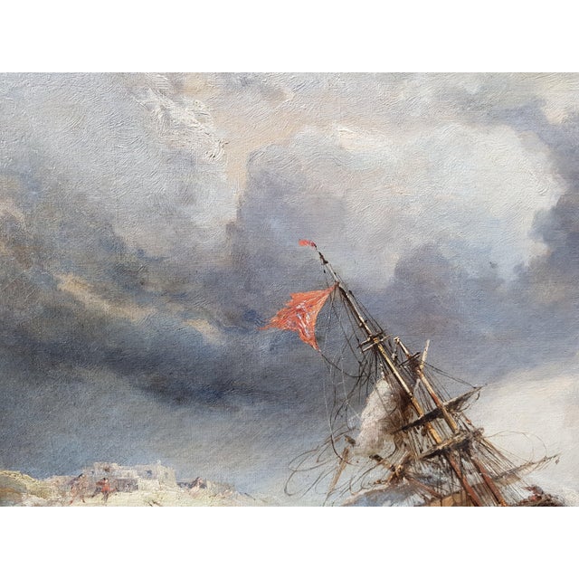 French School - 1874 - Shipwreck - Seascape - Romantism - Oil on Canvas - Monogrammed For Sale - Image 9 of 12