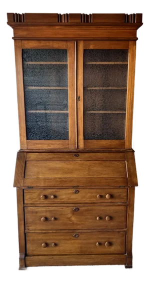 Antique Secretary Desk Hutch Curio Display Cabinet Bookshelf Pantry Cupboard