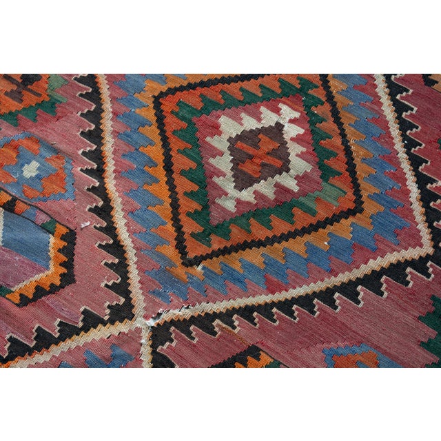 1920s Antique Tribal Geometric Rug Finely Woven Kilim Rug - 6’1” X 9’7” For Sale - Image 12 of 14