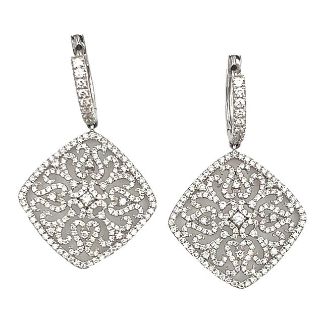 2.18 Ct Diamond Dangle Earrings - 2 Pieces For Sale