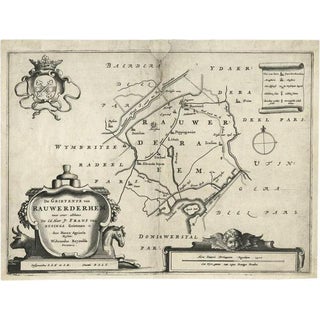 Antique Map of Rauwerderhem, Friesland, the Netherlands, 1664 For Sale