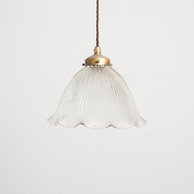 1950s Vintage Reclaimed Holophane Glass Pendant Light, 1950s For Sale - Image 5 of 5