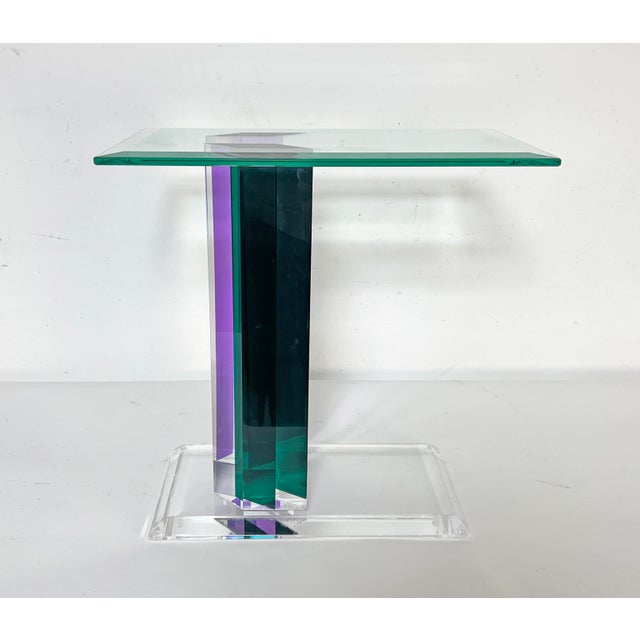 Postmodern C. 1980s Post Modern Glass and Acrylic Side Table in Manner of Shlomi Haziza For Sale - Image 3 of 7