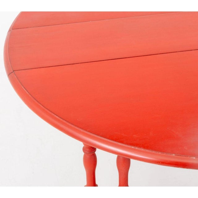 George III Style Red Painted Circular Drop Leaf Table For Sale - Image 9 of 9