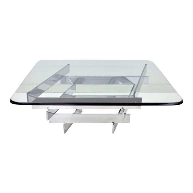 Vintage Mid Century Modern Paul Mayen Habitat Chrome Stack Glass Coffee