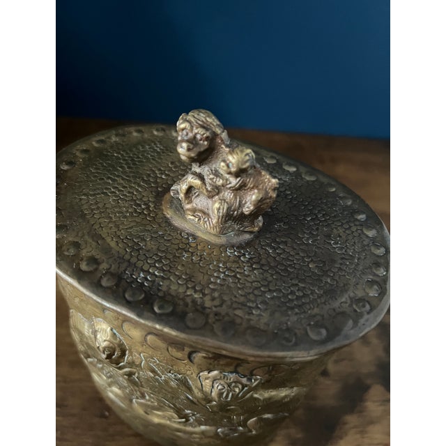 Antique Brass Monkey Jar With Lid For Sale - Image 11 of 11