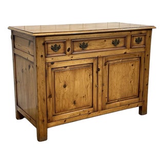 English Fir Wood Sideboard, 1950s For Sale